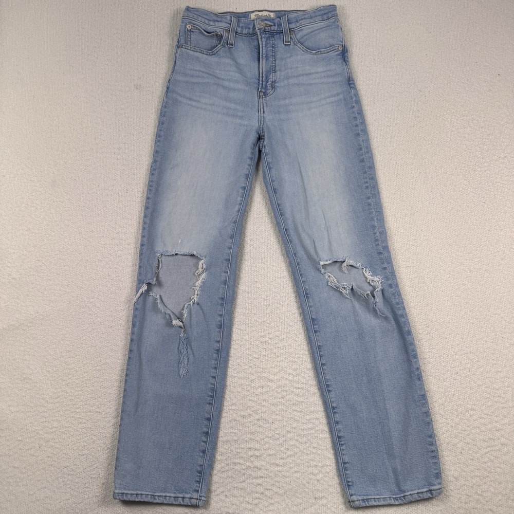 Madewell The Perfect Vintage Straight Jean Light Wash Destroyed‎ Women's 26 x 29